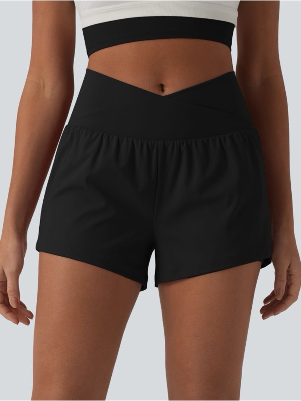 Halara SoftlyZero™ Airy Crossover High-Waist Black Women’s Active Shorts